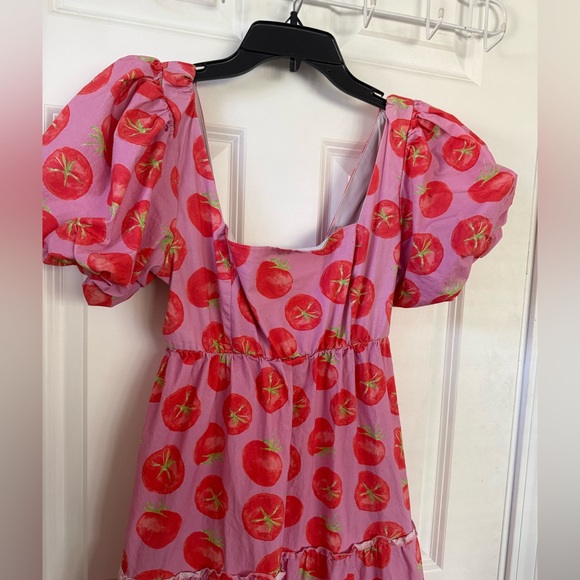 Show Me Your Mumu Spicy Tomato Midi Dress Puff Sleeve Sz Large Limited Edition - Picture 6 of 10